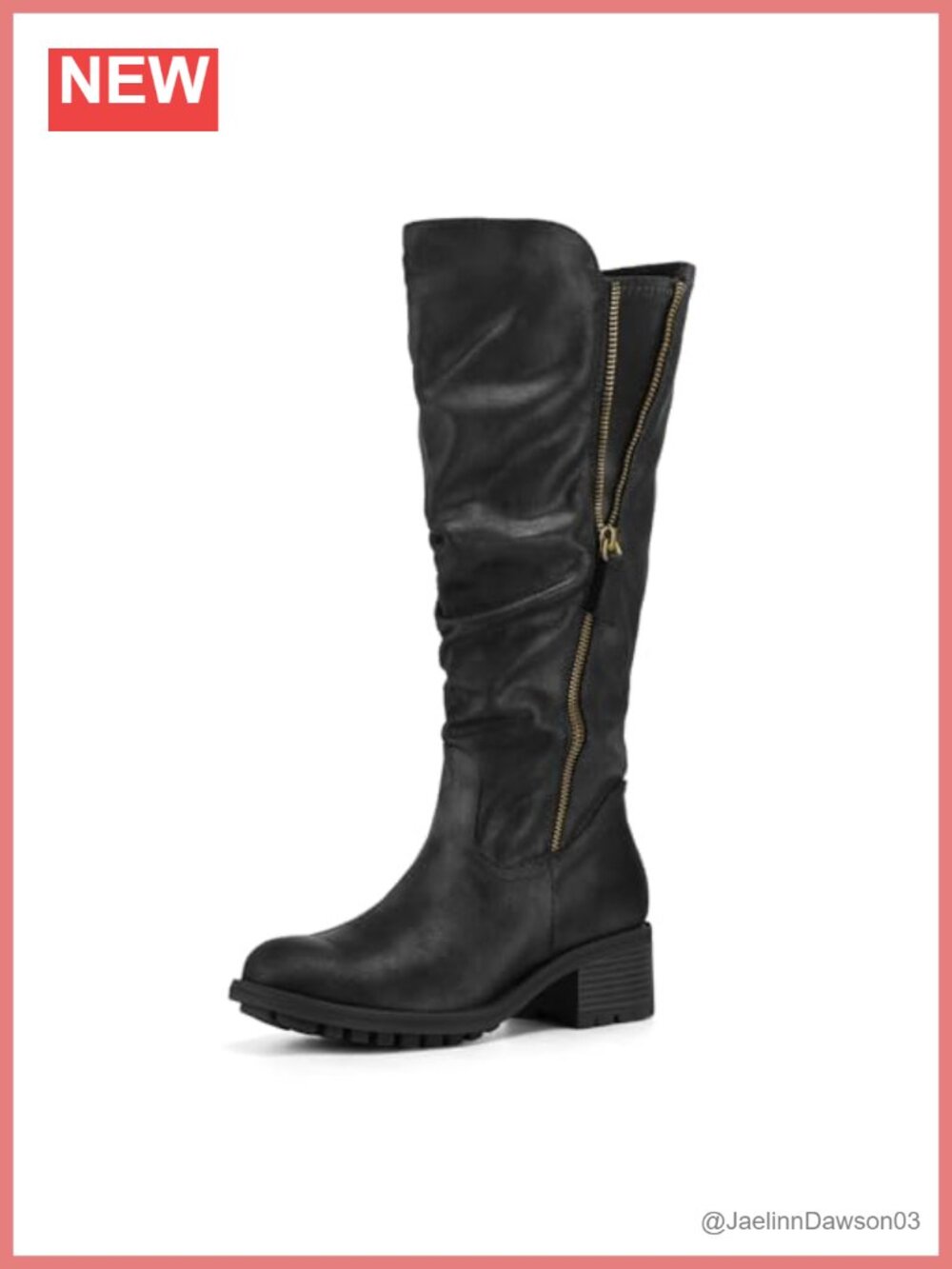 Women's Knee High Boots Side Zip Chunky Heel Fall Boots